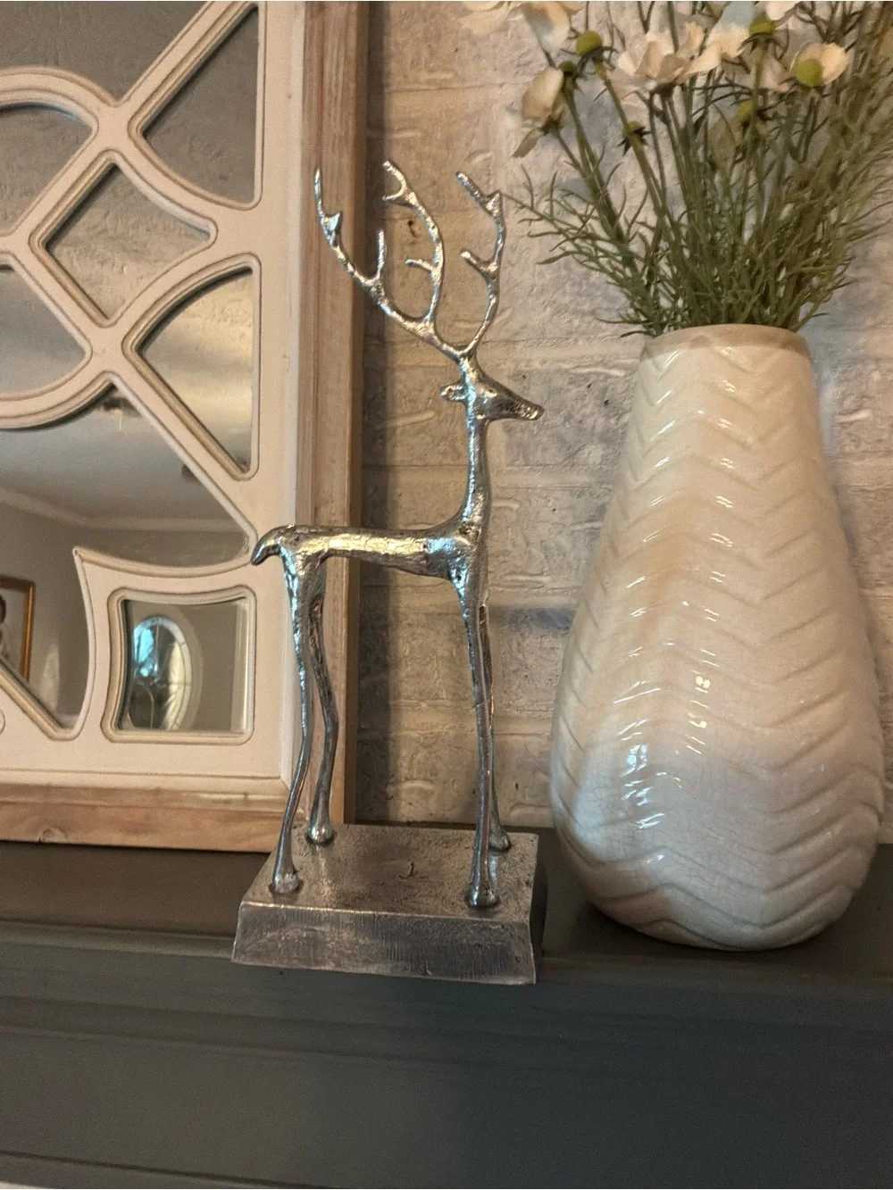 Pottery Barn Large Silver Reindeer Stocking Holder